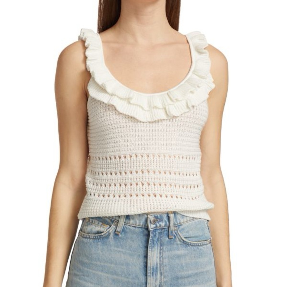 7 FOR ALL MANKIND Crochet Ruffle Tank Top